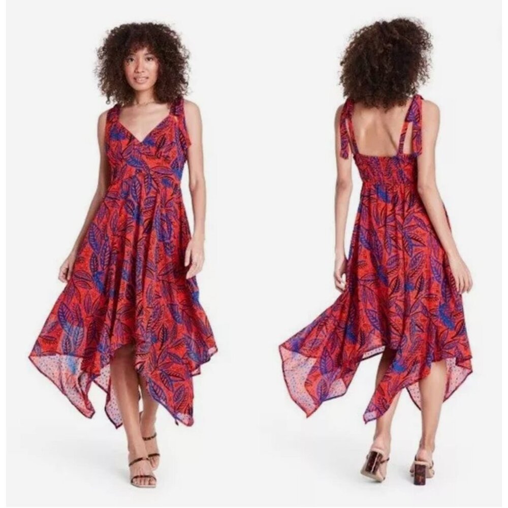 Alexis x Target Midi Dress Womens S Red Blue Sleeveless Fairy Sexy Party Tropica